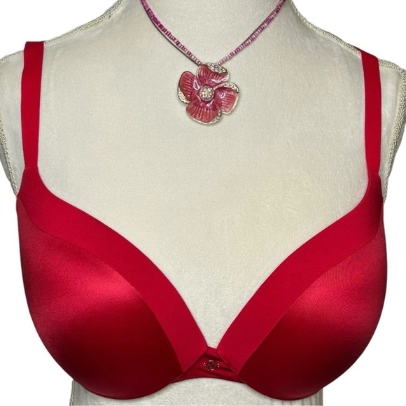 VICTORIA’S SECRET Push-Up bra Plunge Padded Underwire Red Size 36DD/36E - Picture 3 of 11